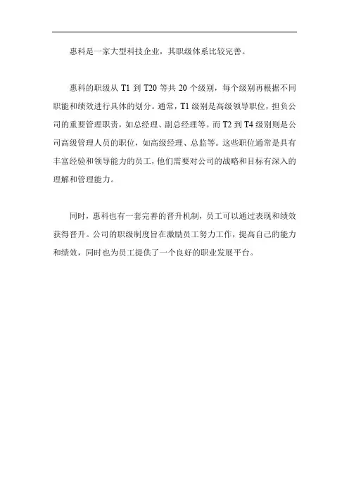 惠科职等职级