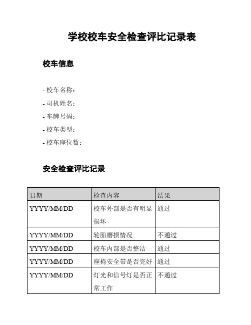 学校校车安全检查评比记录表