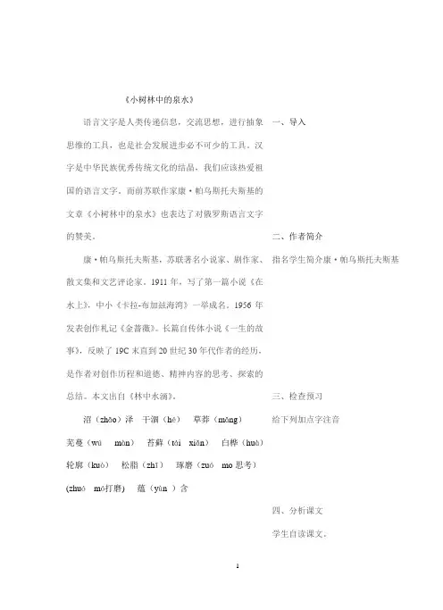 小树林中的泉水