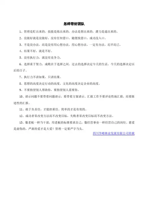 怎样带好团队