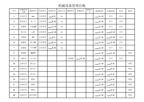 机械设备管理台帐