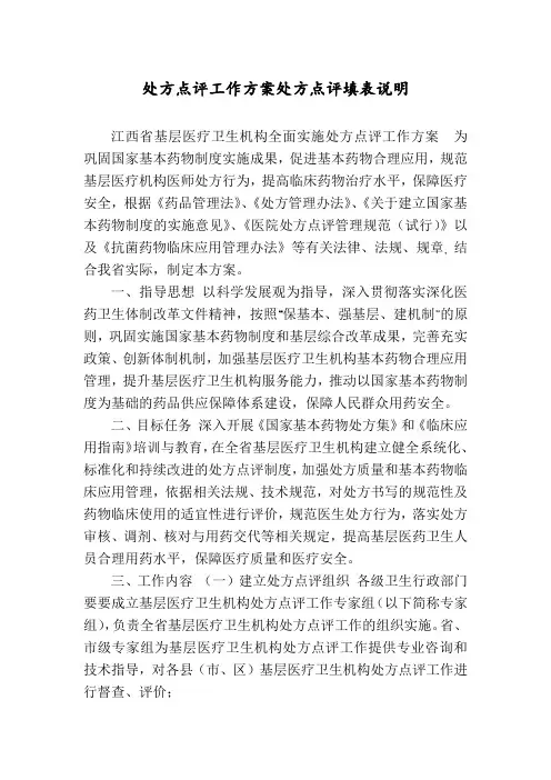处方点评工作方案处方点评填表说明