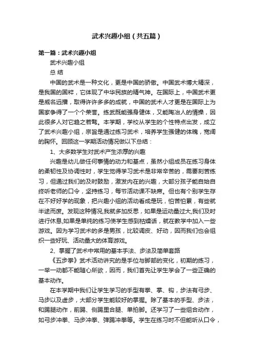 武术兴趣小组（共五篇）