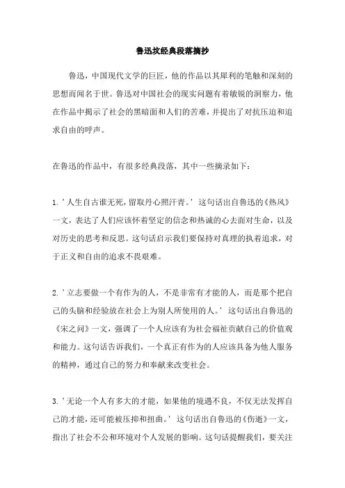 鲁迅坟经典段落摘抄