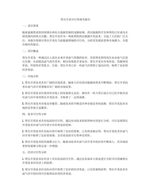 带压开采可行性研究报告