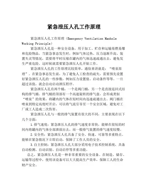 紧急泄压人孔工作原理
