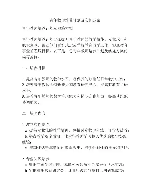 青年教师培养计划及实施方案