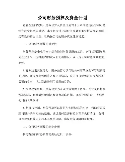 公司财务预算及资金计划