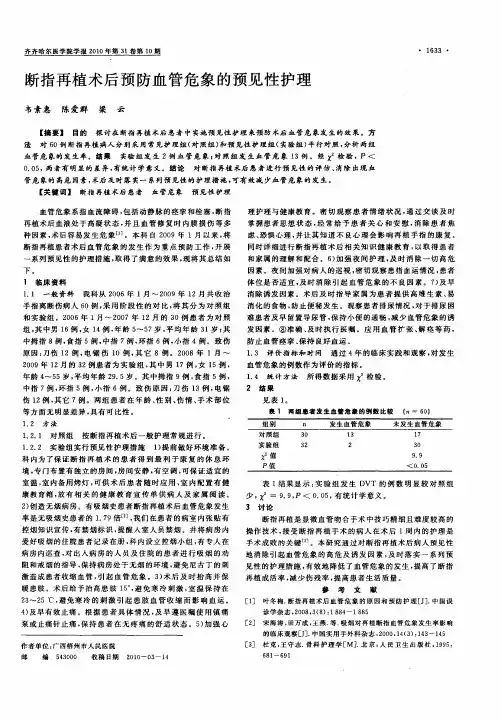 断指再植术后预防血管危象的预见性护理