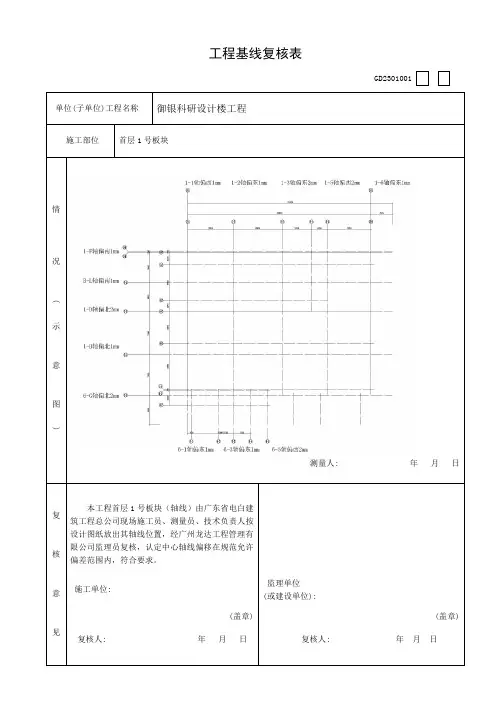 基坑分部工程基线复核表