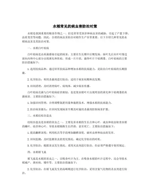 水稻常见的病虫害防治对策