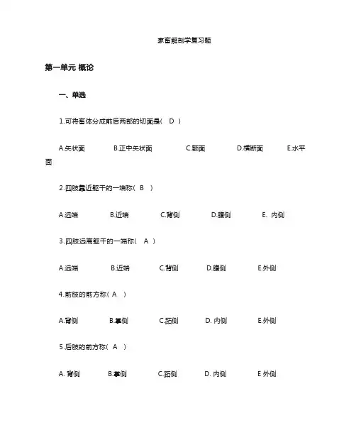 家畜解剖学习题库