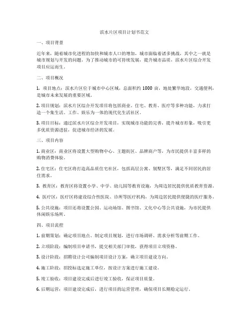滨水片区项目计划书范文