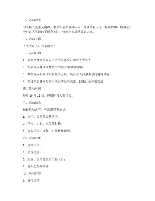 国际盲人活动策划方案模板