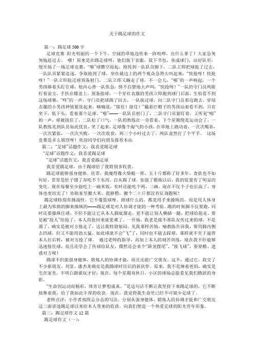 关于踢足球的作文精选