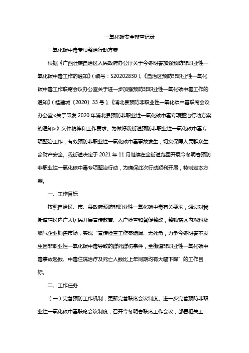 一氧化碳安全排查记录