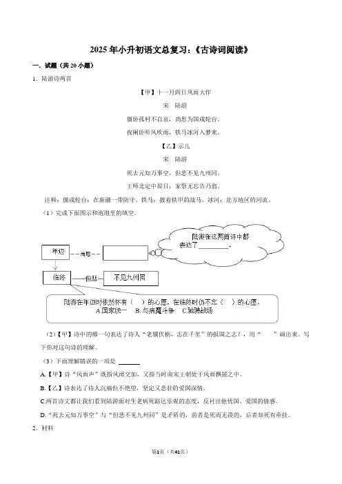 2025届小升初语文总复习：《古诗词阅读》附答案解析