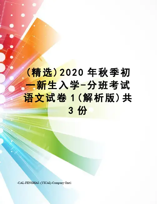 (精选)2020年秋季初一新生入学-分班考试语文试卷1(解析版)共3份