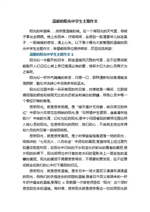 温暖的阳光中学生主题作文