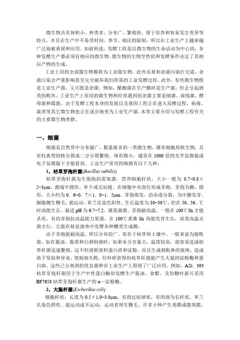 工业微生物基本类型及其基础知识