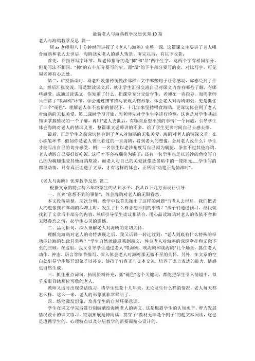 最新老人与海鸥教学反思优秀10篇