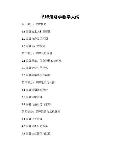 品牌策略学教学大纲