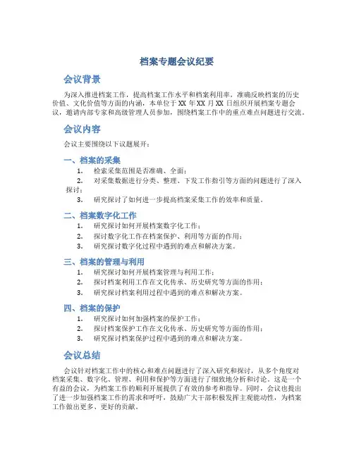 档案专题会议纪要