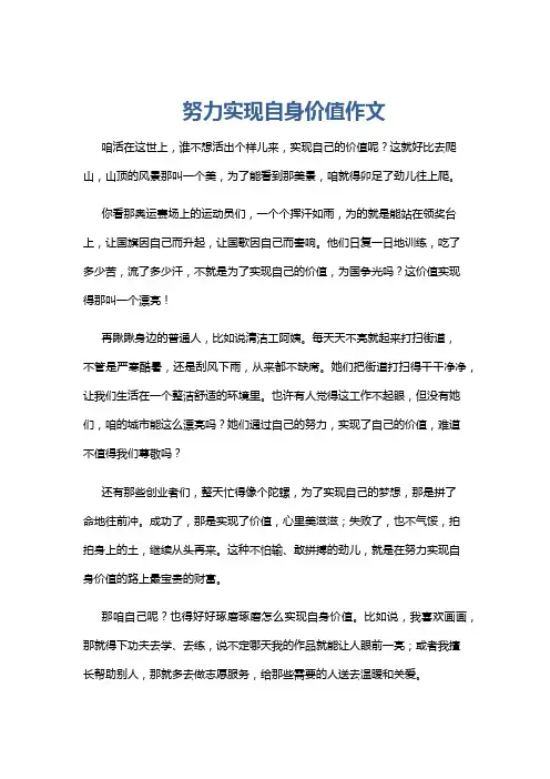 努力实现自身价值作文