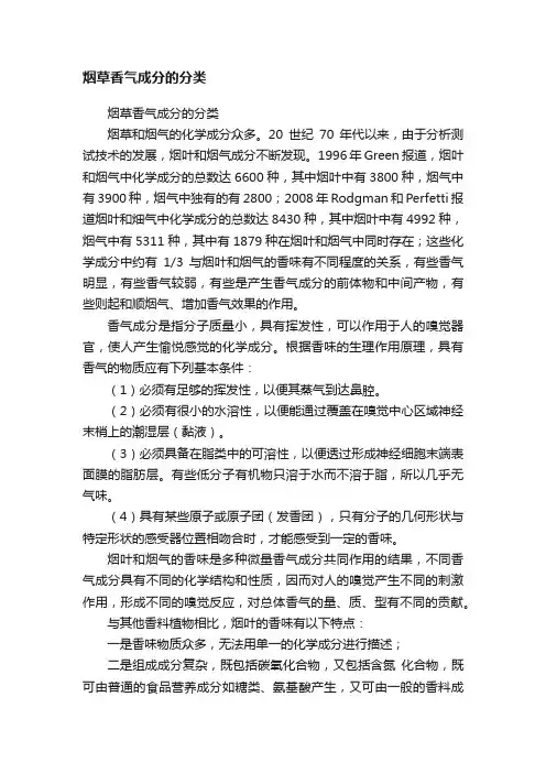 烟草香气成分的分类