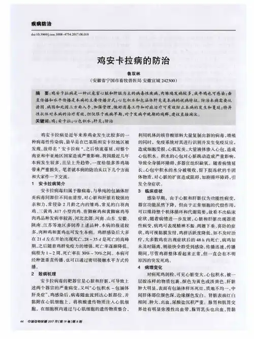 鸡安卡拉病的防治