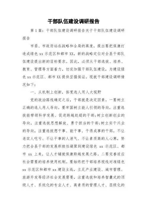 干部队伍建设调研报告