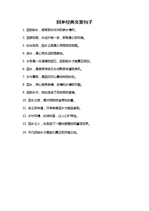 回乡经典文案句子