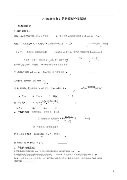 (word完整版)2018高考一轮复习导数专题