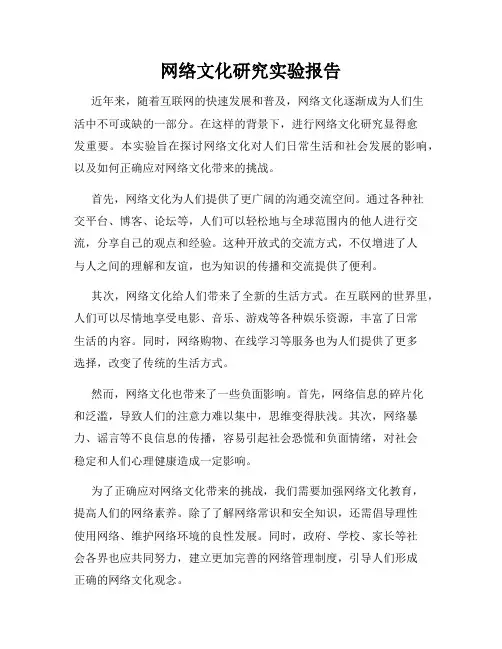 网络文化研究实验报告