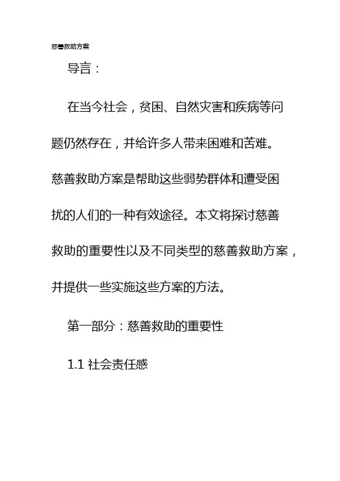 慈善救助方案