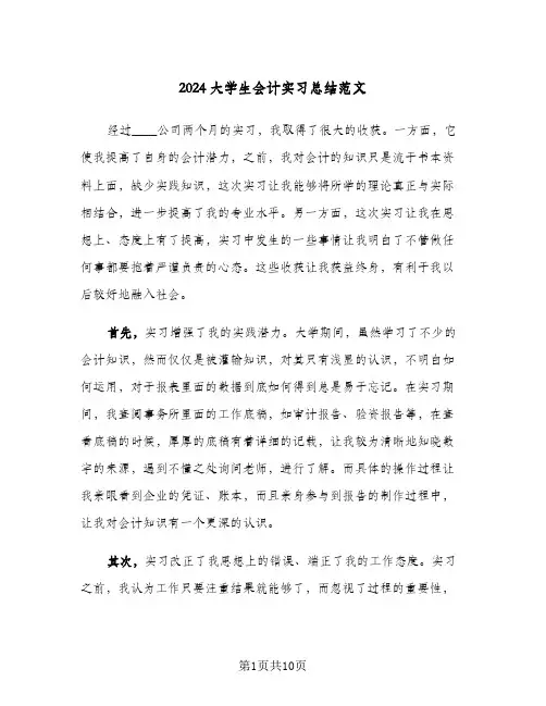 2024大学生会计实习总结范文（3篇）