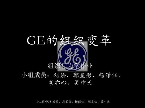 GE组织变革 10工商 刘娇 郭兴彤 杨潇钰 胡亦心 吴中天