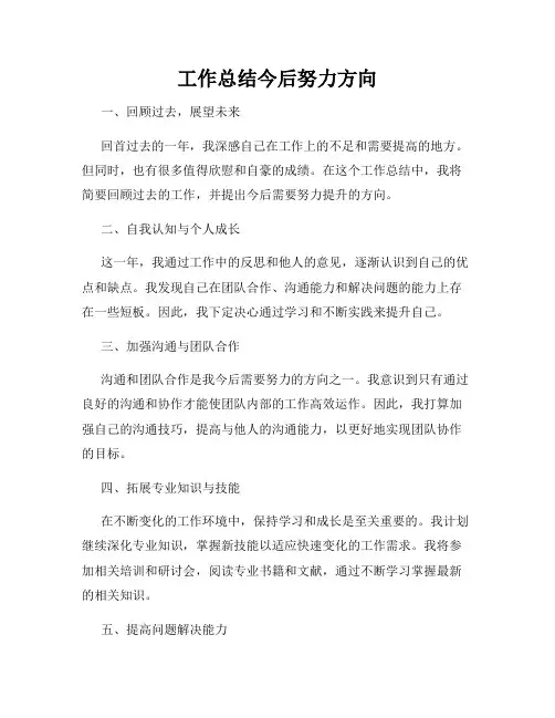 工作总结今后努力方向