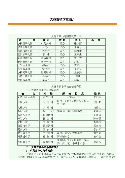 大莫古镇学校简介