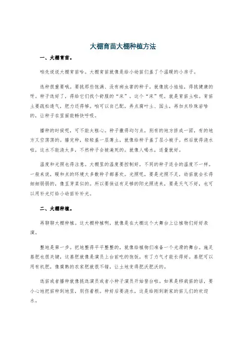 大棚育苗大棚种植方法