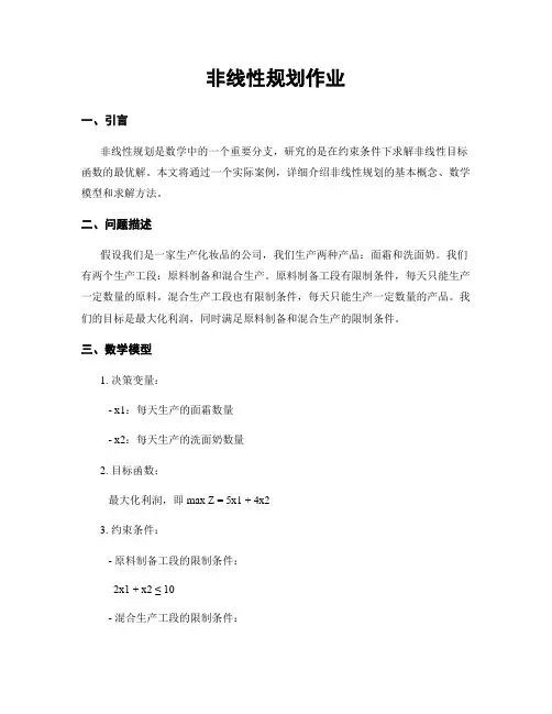 非线性规划作业
