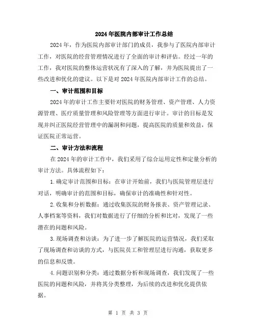 2024年医院内部审计工作总结