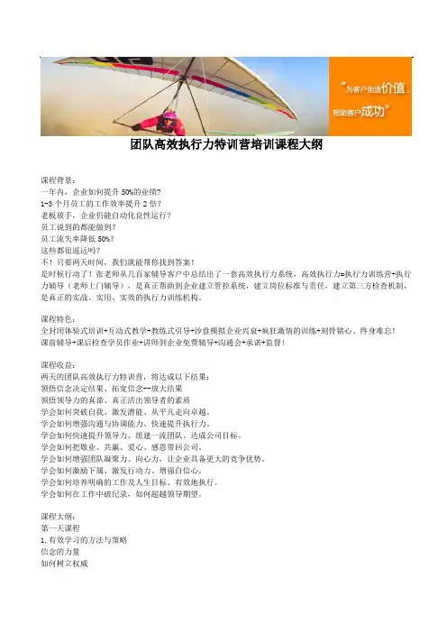 团队高效执行力特训营培训课程大纲