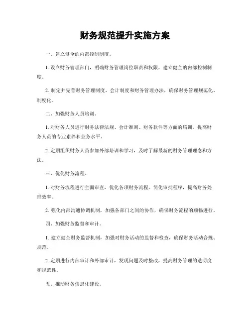 财务规范提升实施方案