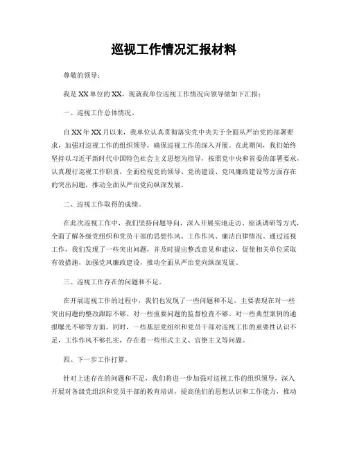 巡视工作情况汇报材料