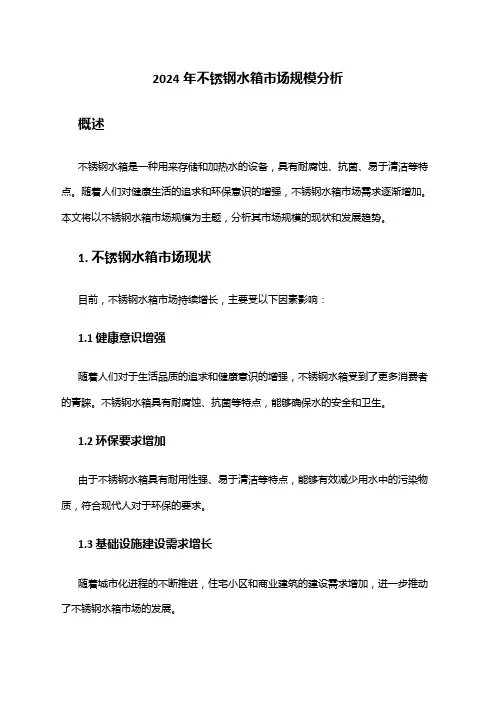 2024年不锈钢水箱市场规模分析