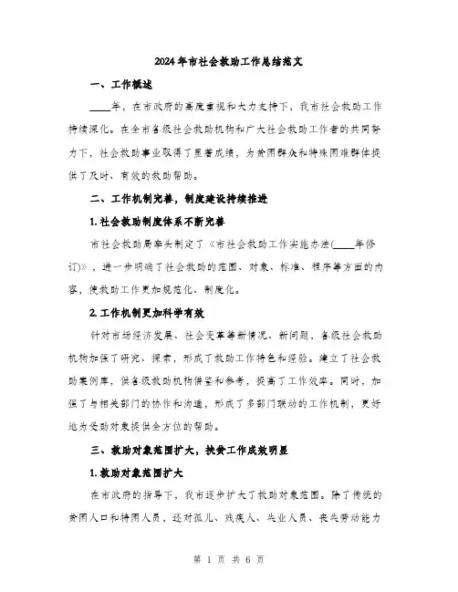 2024年市社会救助工作总结范文(二篇)