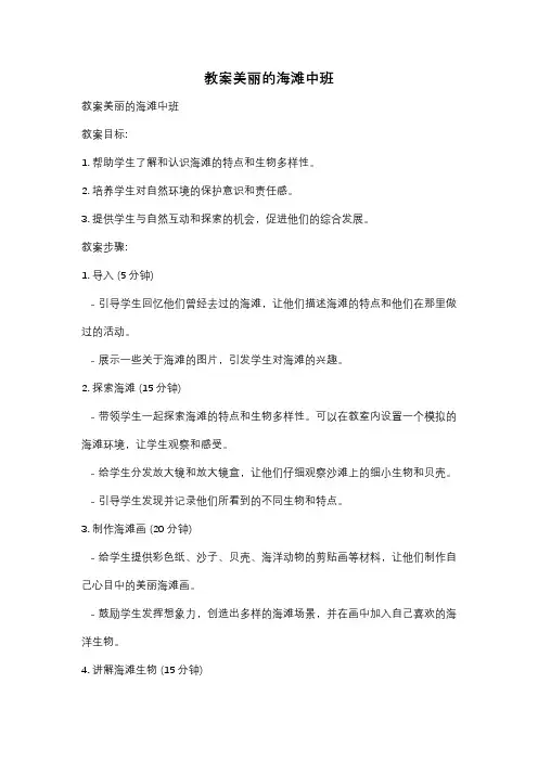 教案美丽的海滩中班