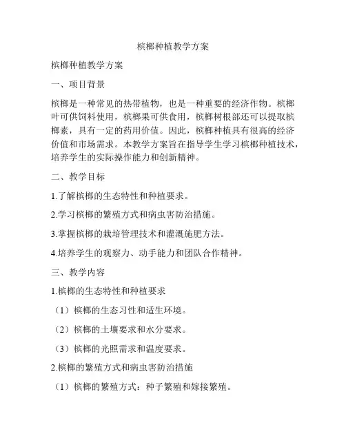 槟榔种植教学方案