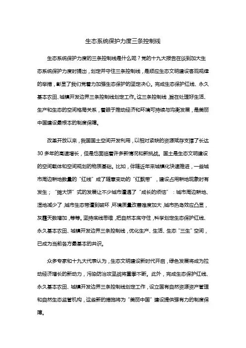 生态系统保护力度三条控制线